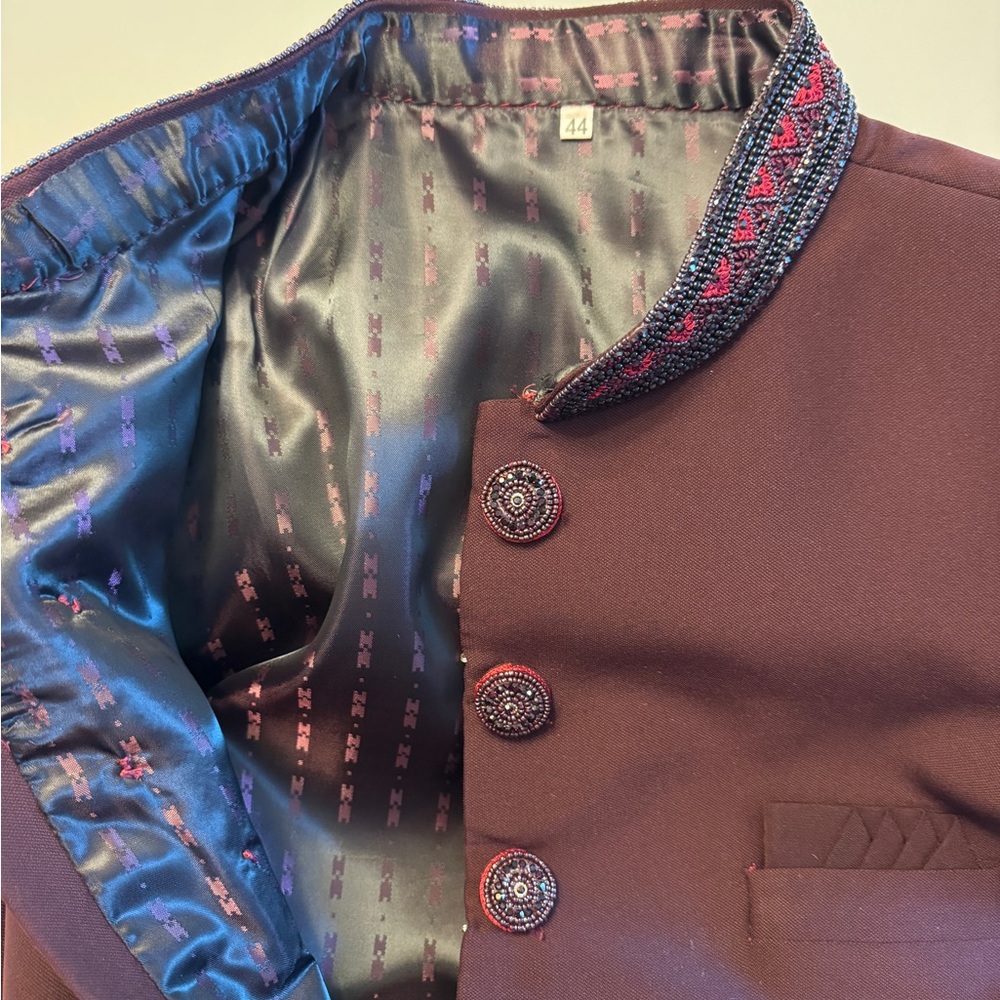 Sherwani formal suit/jacket Beaded collar with Decorative Buttons size 44